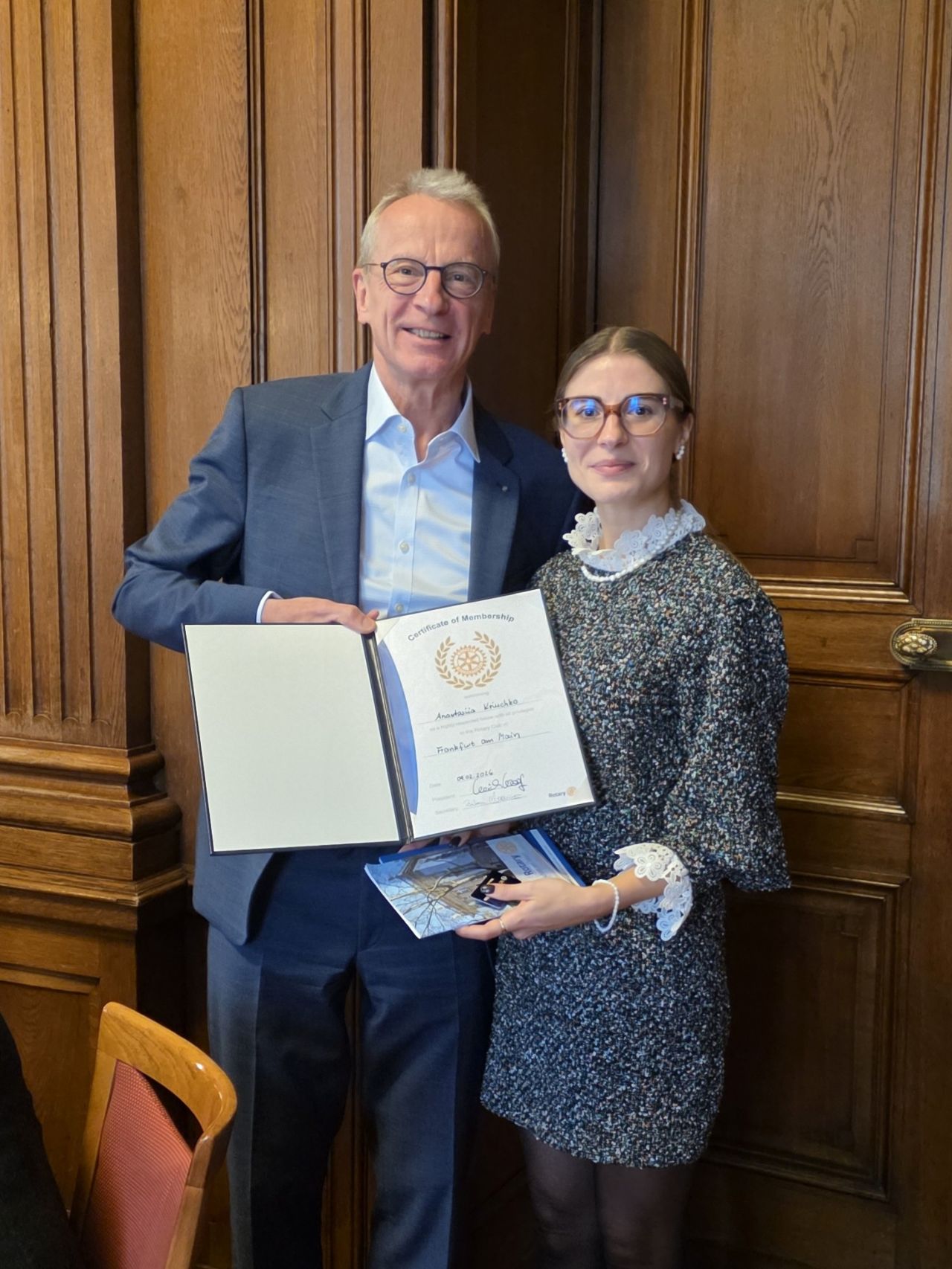 Herzlich willkommen im Rotary Club Frankfurt am Main, Anastasiia Kriuchko! 🤝